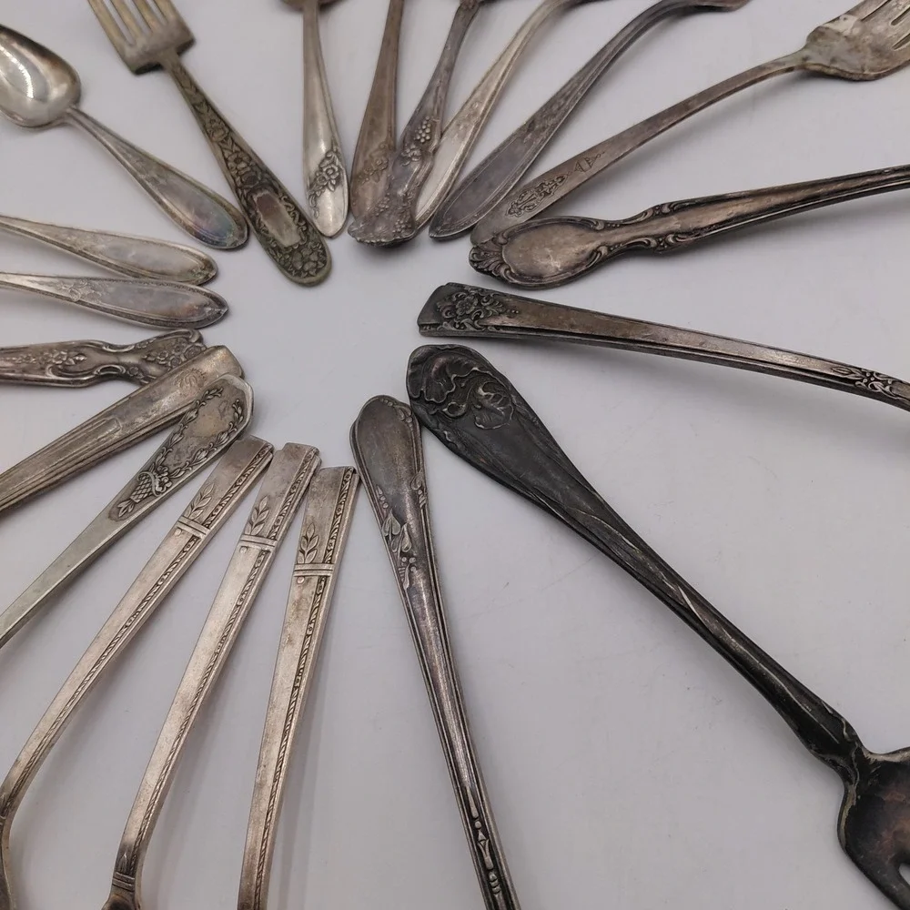 Vtg Flatware Mixed Lot 20 Ornate Patterns Silverplate Jewelry Art Flatware
